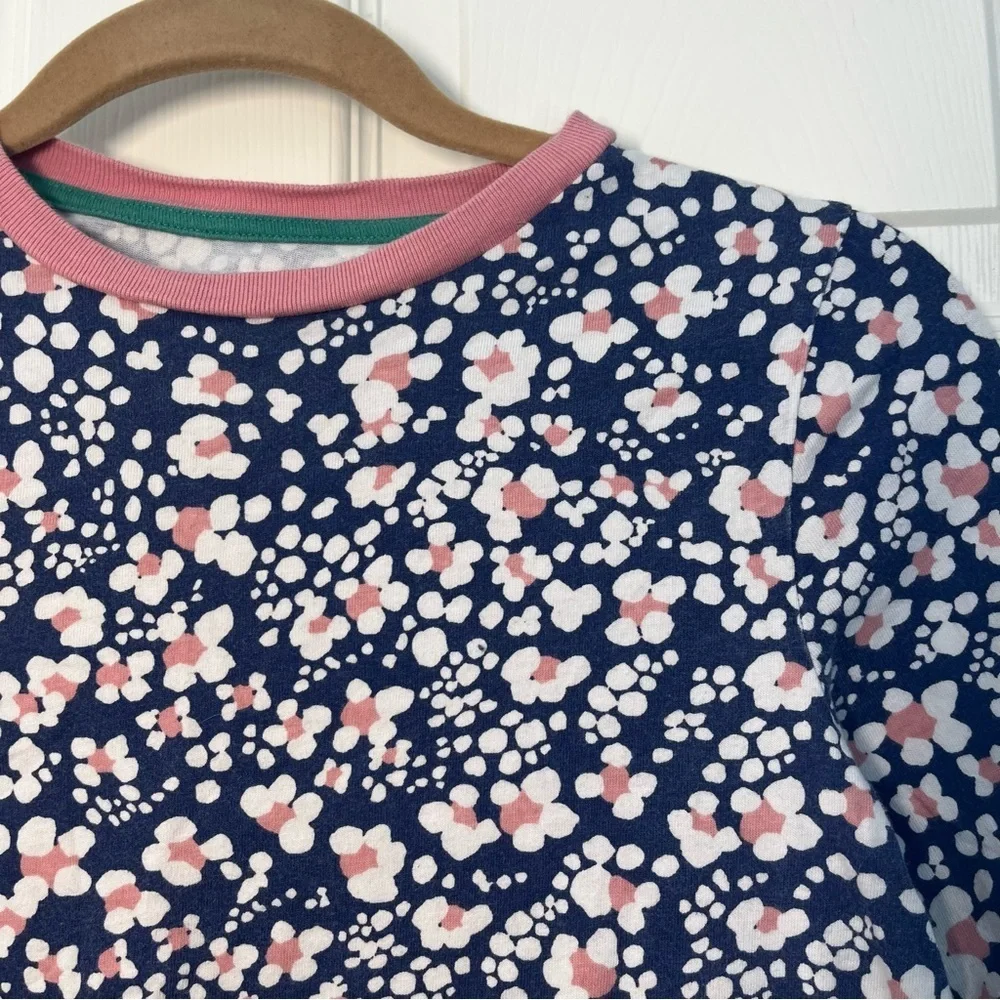 Mini Boden Blue Floral Striped Pockets Dress Size 9-10 140cm